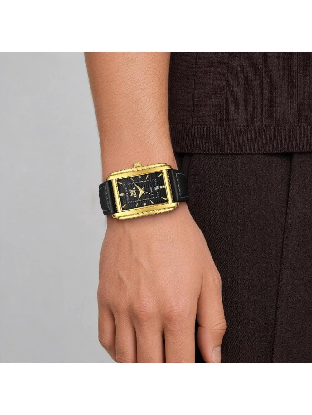 Men's Black Gold Elegant Chronograph Waterproof Luminous Easy To Read Wristwatch